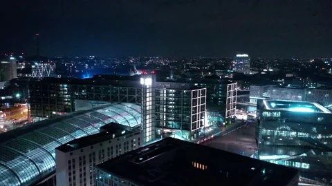Aerial view of berlin central train station in christmas illumination 動画素材 145784927