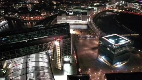 Aerial view of berlin central train station in christmas illumination 스톡 동영상 145785290