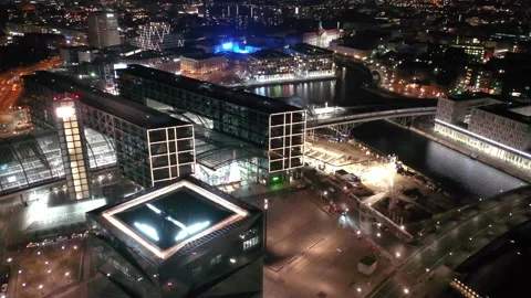 Aerial view of berlin central train station in christmas illumination 스톡 동영상 145785448