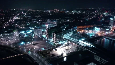 Aerial view of berlin central train station in christmas illumination 動画素材 145785699