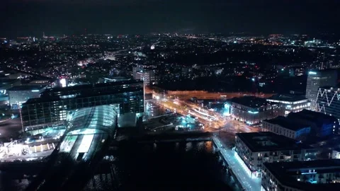 Aerial view of berlin central train station in christmas illumination Stock-Footage 145785792