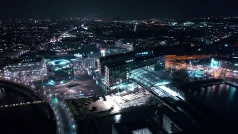 Aerial view of berlin central train station in christmas illumination Video stock 145785834