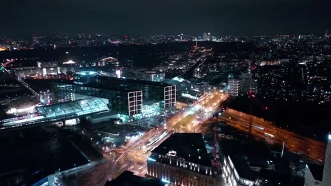 Aerial view of berlin central train station in christmas illumination 스톡 동영상 145785931