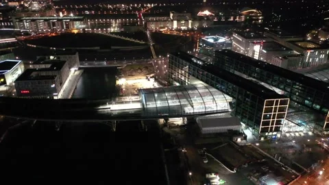 Aerial view of berlin central train station in christmas illumination 動画素材 145800021