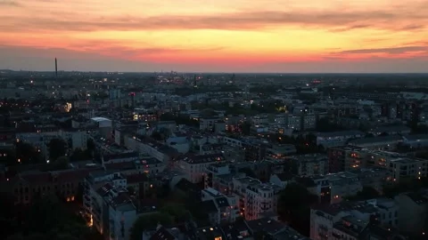 Aerial view of Berlin skyline  and dramatic cloudscape at the sunrise 库存影片 237523398