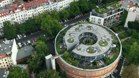 Aerial view of Berlin skyline  and dramatic cloudscape , Germany . Stock Footage 237531442