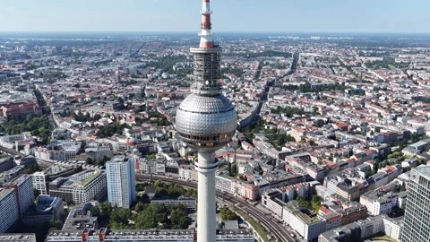 Aerial View of Berlin TV Tower and City Skyline in Germany Stock Footage 346414313