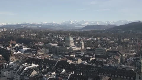 Aerial View of Bern Old Town Stock Footage 326070904