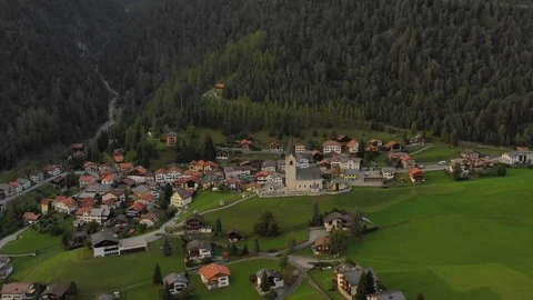 Aerial view of Bernina pass train in Switzerland Stock Footage 95411580