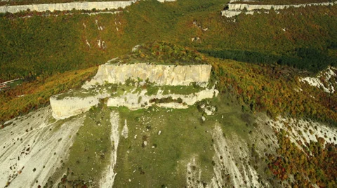 Aerial View: Besh-Kosh mountain, near Bakhchisaray. Crimea. Autumn 2013 Stock Footage 36177709