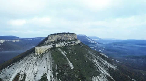 Aerial View: Besh-Kosh mountain, near Bakhchisaray. Crimea Stock Footage 36998022