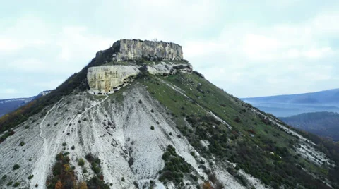 Aerial View: Besh-Kosh mountain, near Bakhchisaray. Crimea Stock Footage 36998248