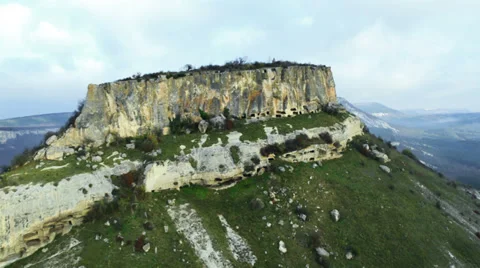 Aerial View: Besh-Kosh mountain, near Bakhchisaray. Crimea Stock Footage 37013248