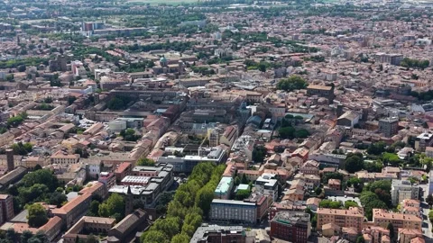 Aerial view beside the old town and above the city Ravenna in Italy Видео 343873708