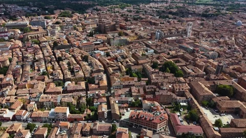 Aerial view beside the old town and above the city Ferrara in Italy Vídeos de archivo 343880906