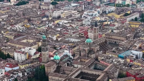 An aerial view beside the old town  above the city Parma Vídeo Stock 344048265