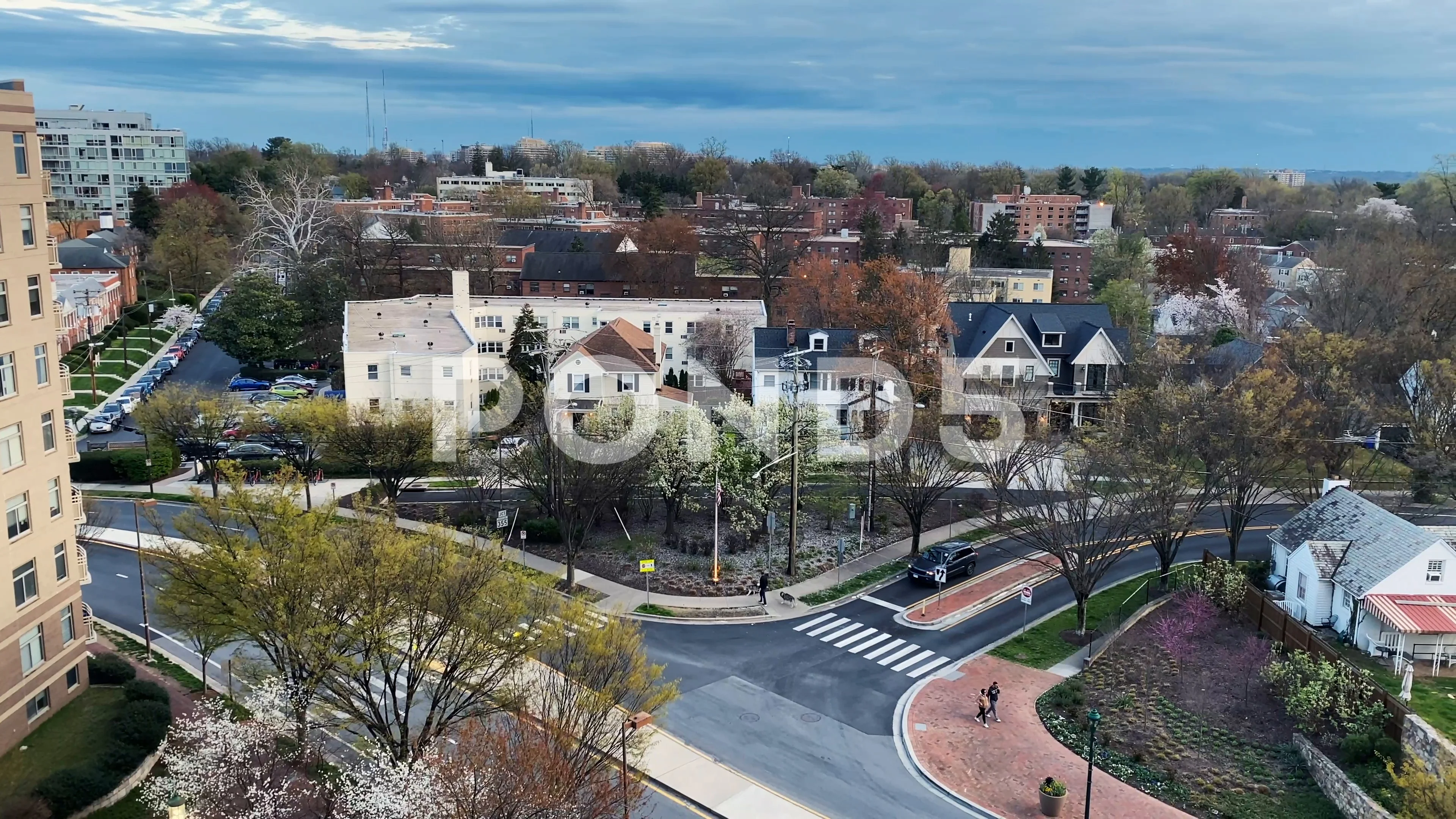 Aerial of Bethesda MD in the Washington DC area