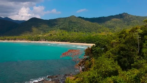 Aerial view of the beutiful Nagtabon Beach, Philippines Stock Footage 109813708