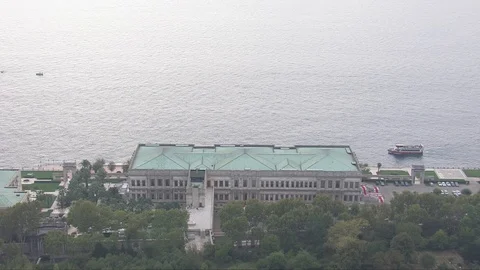 Aerial view of the Beylerbeyi Palace  Stock Footage 129810364