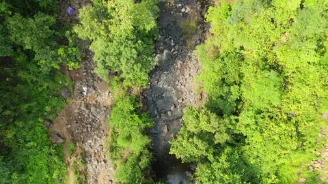 Aerial view of Bhalkhet waterfall Located in Dang District, Gujarat India. Stock Footage 285586304