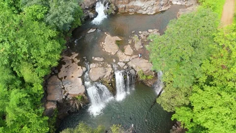 Aerial view of Bhalkhet waterfall Located in Dang District. Stock Footage 285589618