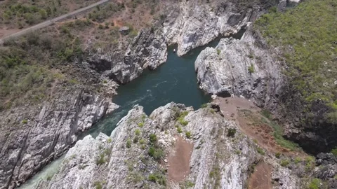 Aerial View of Bhedaghat Marble Rocks Stock Footage 315880320
