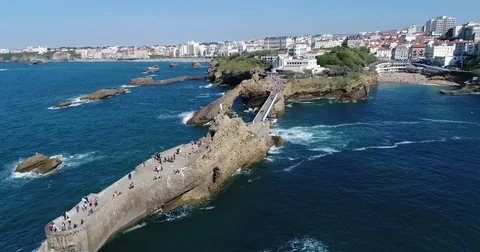 Aerial view of Biarritz Stock Footage 75173780