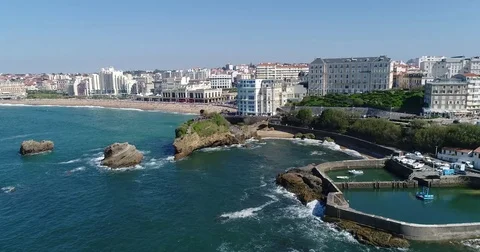 Aerial view of Biarritz Stock Footage 75173802