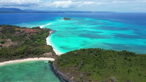 Aerial view of big and small Nosy Iranja island. Madagascar Stock Footage 324427170
