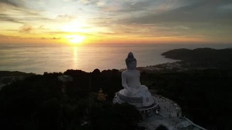 Aerial View of Big Buddha in Phuket, Thailand Stock Footage 335584033