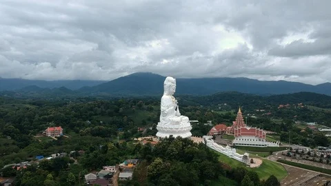Aerial View Big Buddha Statue Chiang Rai Thailand Stock Footage 120552003