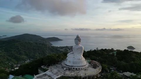 Aerial View of Big Buddha Statue in Phuket, Thailand Stock Footage 335583904