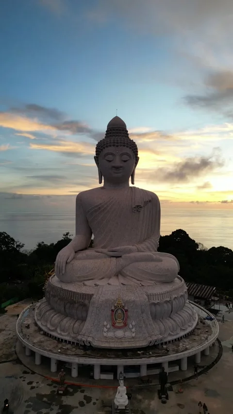 Aerial View of the Big Buddha Statue in Phuket, Thailand Stock Footage 335584066