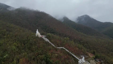 Aerial View of Big Buddha Temple in Pai, Mae Hong Son, Thailand Stock Footage 335601285
