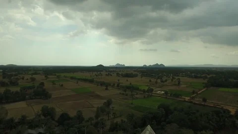 Aerial view of big buddhist altar in moutain - Cambodia Stock Footage 83535975