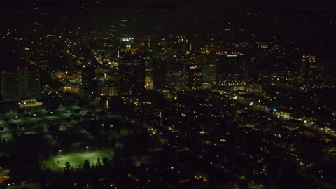 Aerial view of big city on a clear night in Los Angeles, California. Shot on 4K Stock Footage 199461518