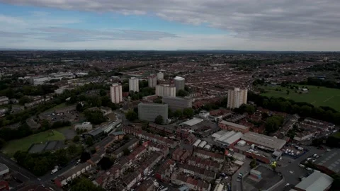 Aerial view of big city Stock Footage 211452889