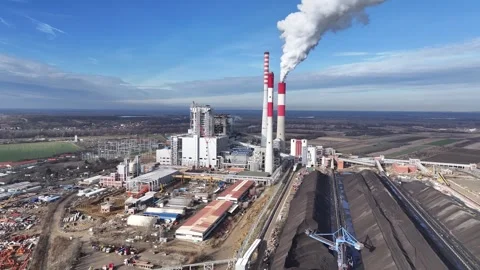 Aerial view of big coal heating plant Stock Footage 262390534