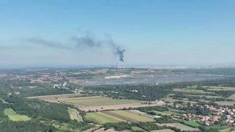 Aerial view of big coal heating plant Stock Footage 262390937