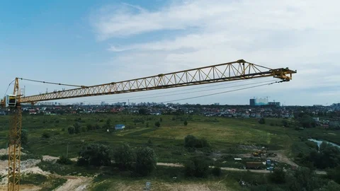 Aerial view big construction crane on a building background, close up. Stock Footage 112433510