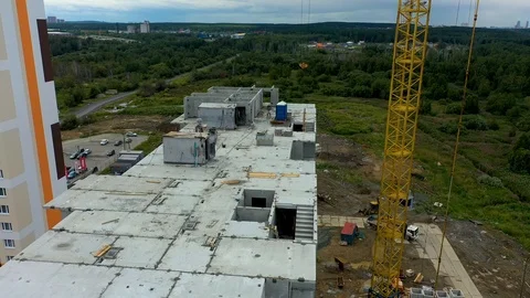 Aerial view big construction crane, close up. Construction crane on a building Stock Footage 113579470