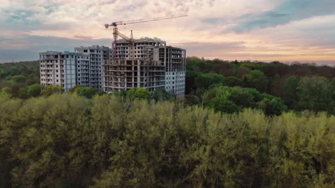 Aerial view big construction crane, close up. Stock-Footage 132800565