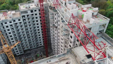 Aerial view big construction crane, close up. Stock-Footage 132801174