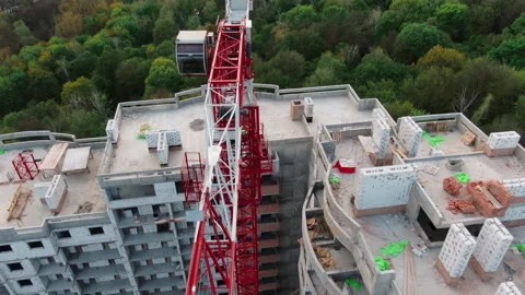 Aerial view big construction crane, close up. Stock-Footage 132801338