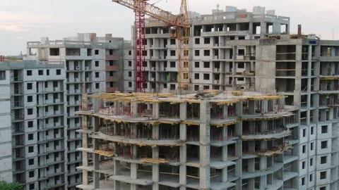 Aerial view big construction crane, close up. Stock-Footage 132803509