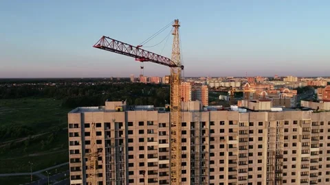 Aerial view big construction crane, close up. Stock Footage 151213176