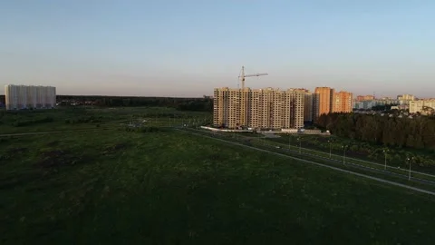 Aerial view big construction crane. Construction crane on a building background. Stock Footage 152171431