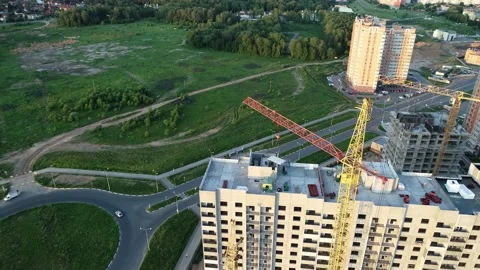 Aerial view big construction crane, close up. Construction crane on a building Stock Footage 152641052