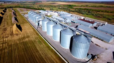 Aerial view of big grain elevators Stock Footage 60700315