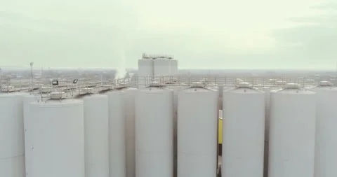 Aerial view of  big grain elevators. Stock Footage 91646119
